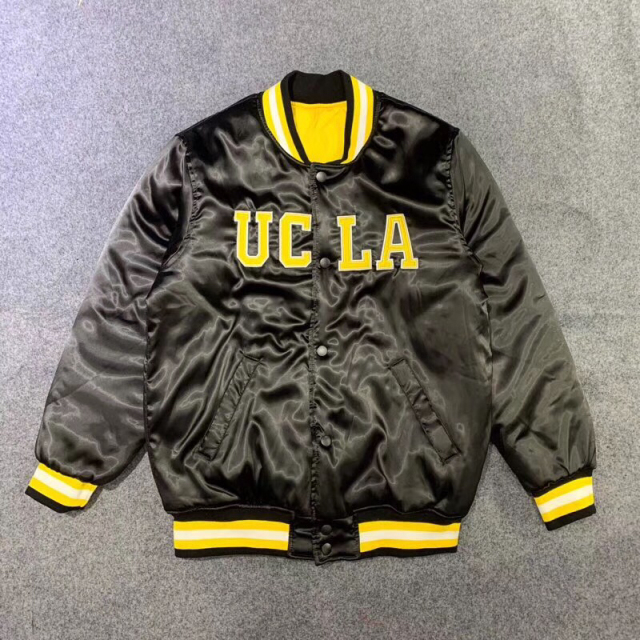 Streetwear Outdoor Bulk Varsity Jacket Men Custom Embroidery Logo Letter Justin Bieber Silk Reflective Satin Bomber Jacket