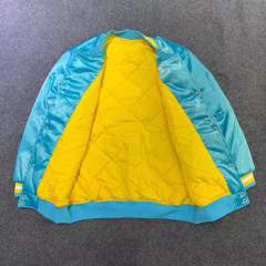 Streetwear Outdoor Bulk Varsity Jacket Men Custom Embroidery Logo Letter Justin Bieber Silk Reflective Satin Bomber Jacket