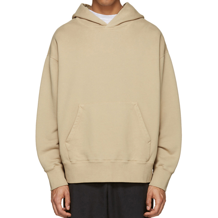 Custom Printed Logo Men's Brushed 100% Cotton Cordless Custom Blank Pullover Hoodie with Pockets