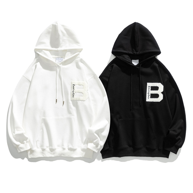 100% Cotton Custom Embroidered Sweatshirt Hoodie Streetwear OEM Chenille Embroidery Hoodie Custom Logo French Terry Hoodies