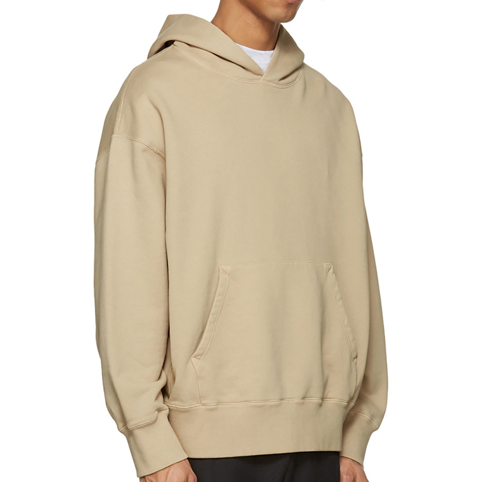 Custom Printed Logo Men's Brushed 100% Cotton Cordless Custom Blank Pullover Hoodie with Pockets