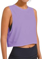 Crop Tops Workout Tops Loose Sleeveless Cropped Muscle Tank Open Back Shirts Gym Exercise Clothes for Women
