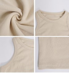 Custom Logo Summer Lady White Black Ribbed Crop Tank Top