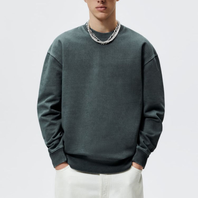 Heavyweight Cotton Custom Embroidered Blank Hemp Crewneck Sweatshirt For Men