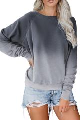 Women Clothing Crew Neckline Relaxed Fit Fashion Gradient Sweatshirt