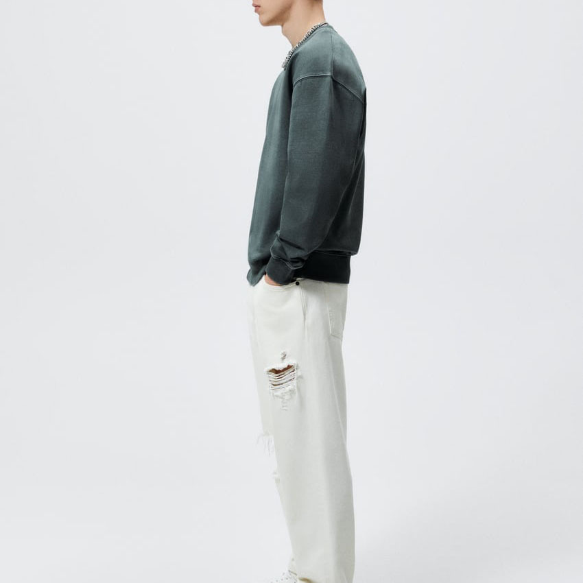 Heavyweight Cotton Custom Embroidered Blank Hemp Crewneck Sweatshirt For Men