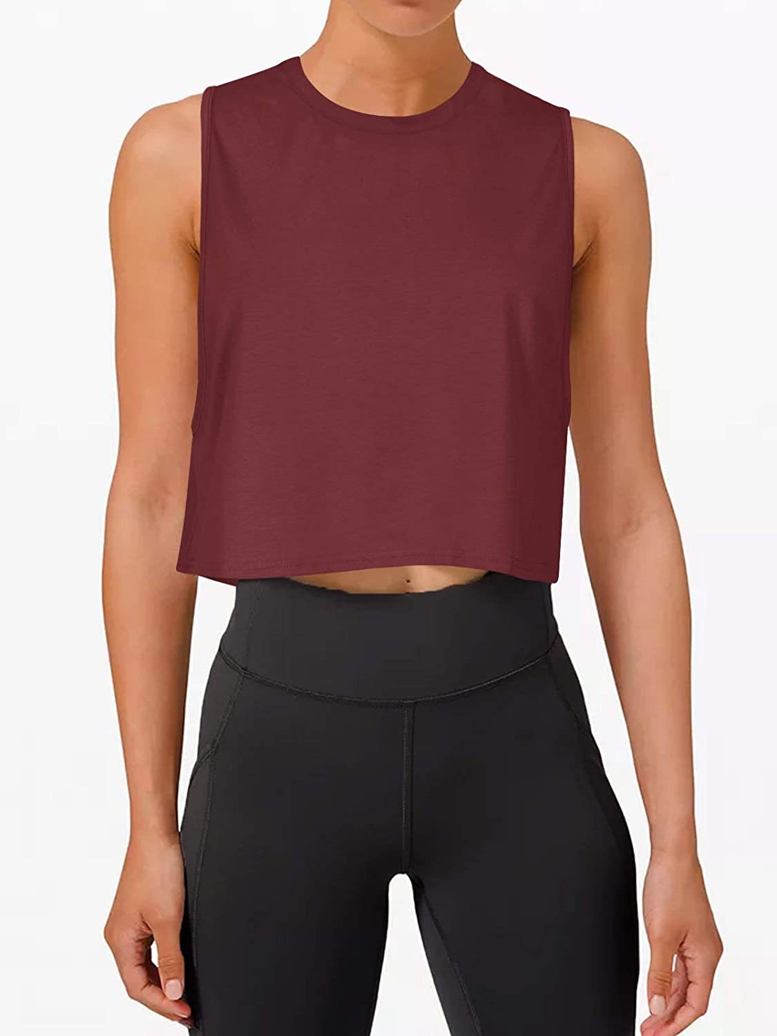 Crop Tops Workout Tops Loose Sleeveless Cropped Muscle Tank Open Back Shirts Gym Exercise Clothes for Women