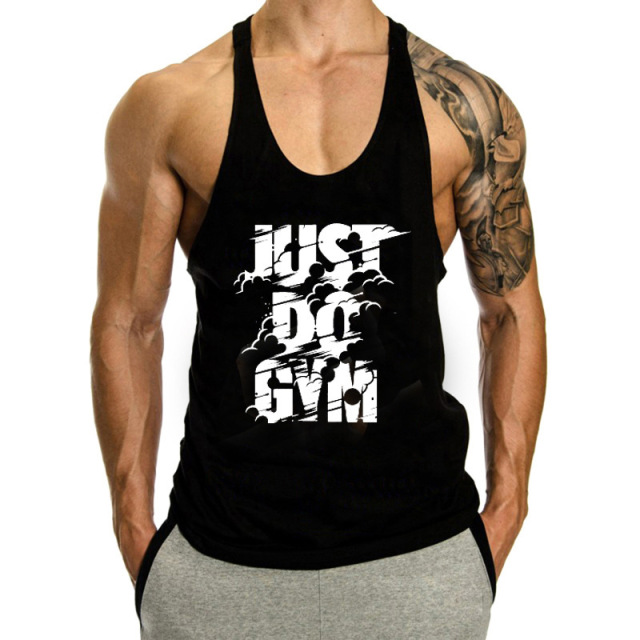custom logo print sports mens tank top sleeveless travel vest gym tank top
