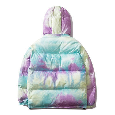 Winter Colorful Bubble Coat Unisex Custom Waterproof Loose Men Tie Tye Warm Women Nylon Cotton Puffer Down Coat