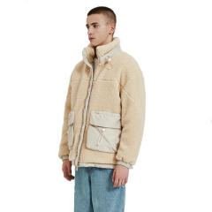 Winter Fleece Coat Men Custom Logo Padded Lamb Loose Velvet Thickened Warm Pea Coat