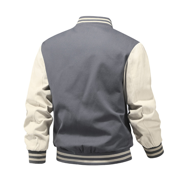 Manufacturer Whosale Men Solid Color Casual Men Jacket With Side Pocket Men Outdoor Varsity Jacket