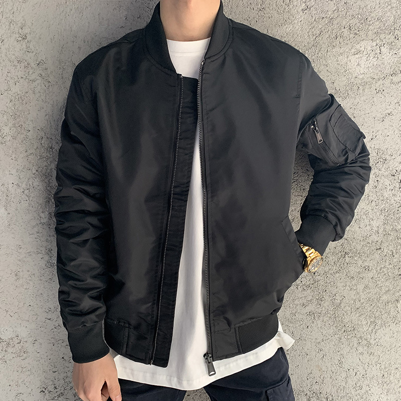 Air Force Bomber Jacket Solid Color Casual Baseball Top Jacket