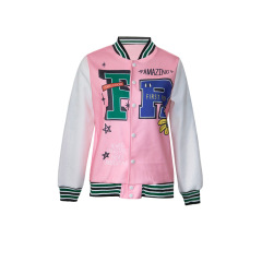 Women's Baseball Jacket Long Coat Women's Pink Jacket