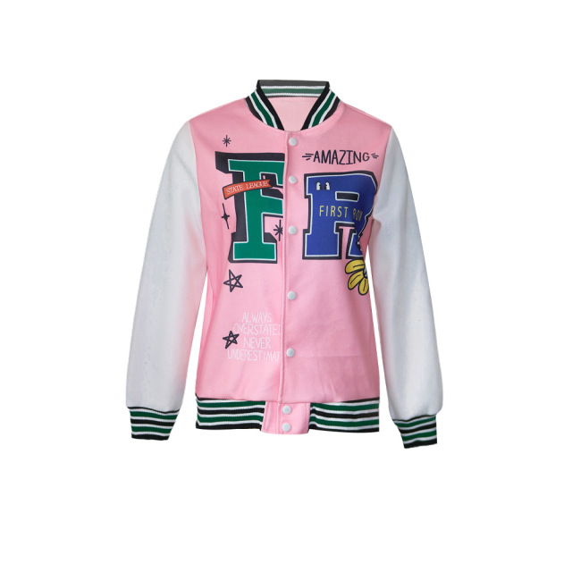 Women's Baseball Jacket Long Coat Women's Pink Jacket