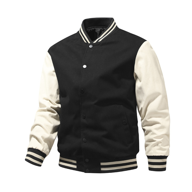 Manufacturer Whosale Men Solid Color Casual Men Jacket With Side Pocket Men Outdoor Varsity Jacket
