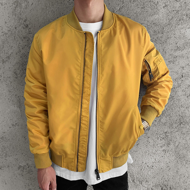 Air Force Bomber Jacket Solid Color Casual Baseball Top Jacket