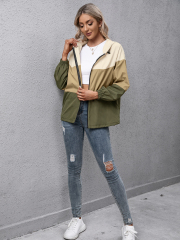 Hooded Color-Blocking Waterproof Clothing Outdoor Sports Mountaineering Clothing Windbreaker Jacket Women