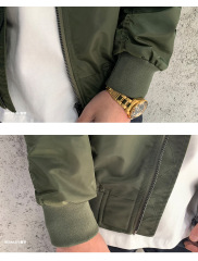 Air Force Bomber Jacket Solid Color Casual Baseball Top Jacket