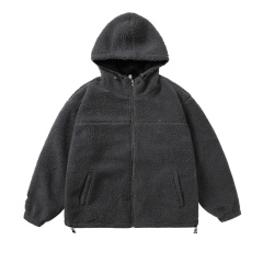 High Quality Double Sided Mens Street Hooded Jackets Custom Logo Lamb Fleece Windproof Warm Unisex Zip Up Outdoor Jacket