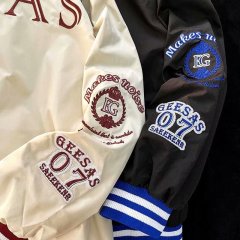 Hip Hop Couple Canvas Bomber Jacket Men Custom Letter Street Sport Track Mens Oversized Outdoor Windbreaker Varsity Jacket