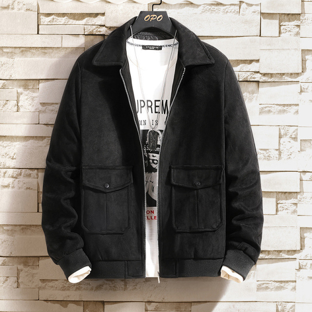 Men's Outerwear New Casual Lapel Suede Autumn Jacket