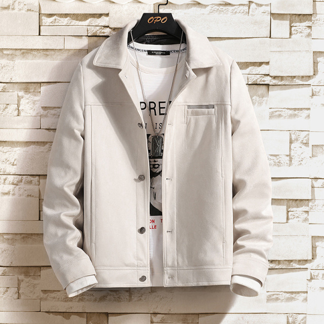 Men's Outerwear New Casual Lapel Suede Autumn Jacket