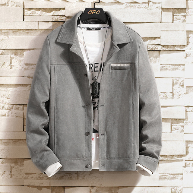 Men's Outerwear New Casual Lapel Suede Autumn Jacket