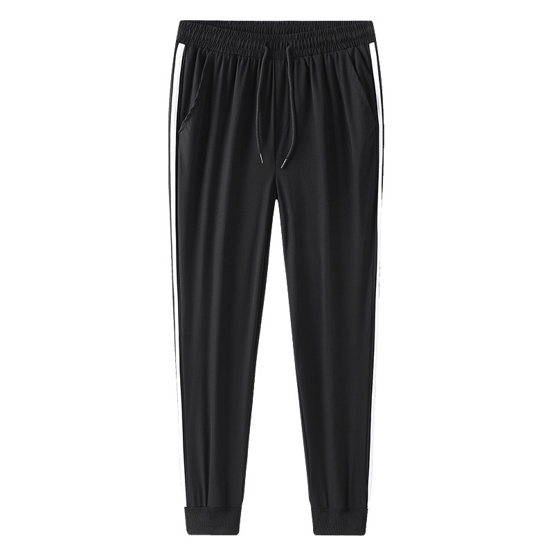 Summer casual sports pants men's and women's loose light and thin elastic nine points ice silk quick-drying pants