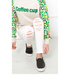 Women'S Skinny Black Pencil Pants Large Size Ripped Trousers High Waist Slim Pants