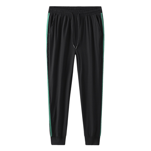 Summer casual sports pants men's and women's loose light and thin elastic nine points ice silk quick-drying pants