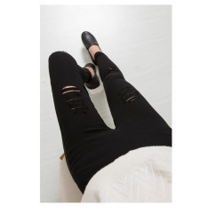 Women'S Skinny Black Pencil Pants Large Size Ripped Trousers High Waist Slim Pants