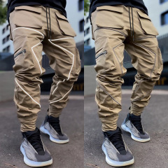 Summer Men's Causal Style Oversized Sport Trousers Relective Piping Cool Style Fashion Gym Trousers for Men