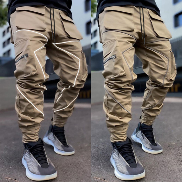 Summer Men's Causal Style Oversized Sport Trousers Relective Piping Cool Style Fashion Gym Trousers for Men
