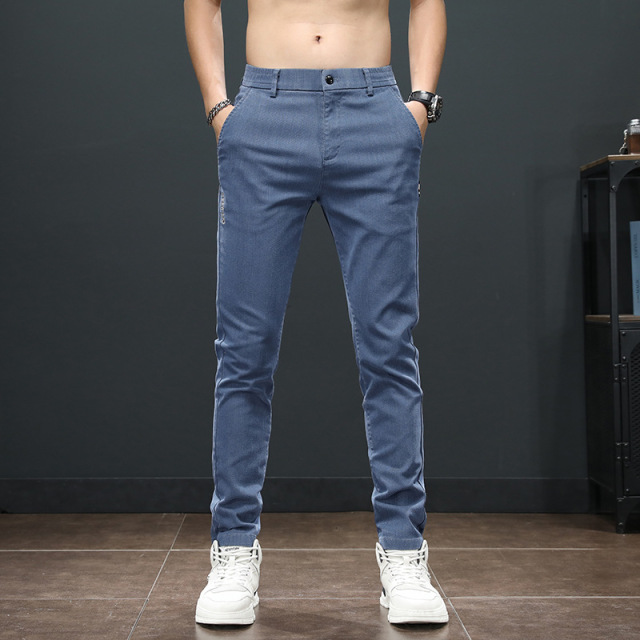 Men's Casual Pants Cotton Youth Trend Slim Pants