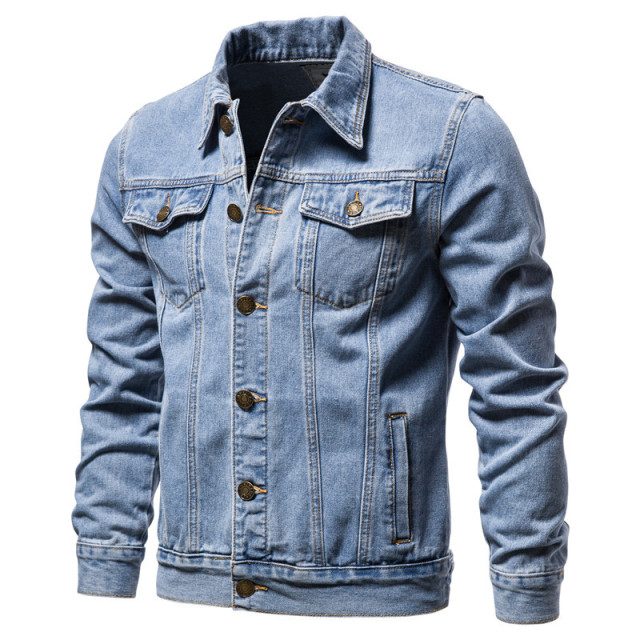Spring Autumn Men's Denim Jacket Cotton Casual Slim Fit Jacket