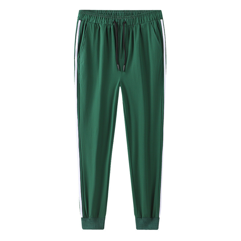 Summer casual sports pants men's and women's loose light and thin elastic nine points ice silk quick-drying pants