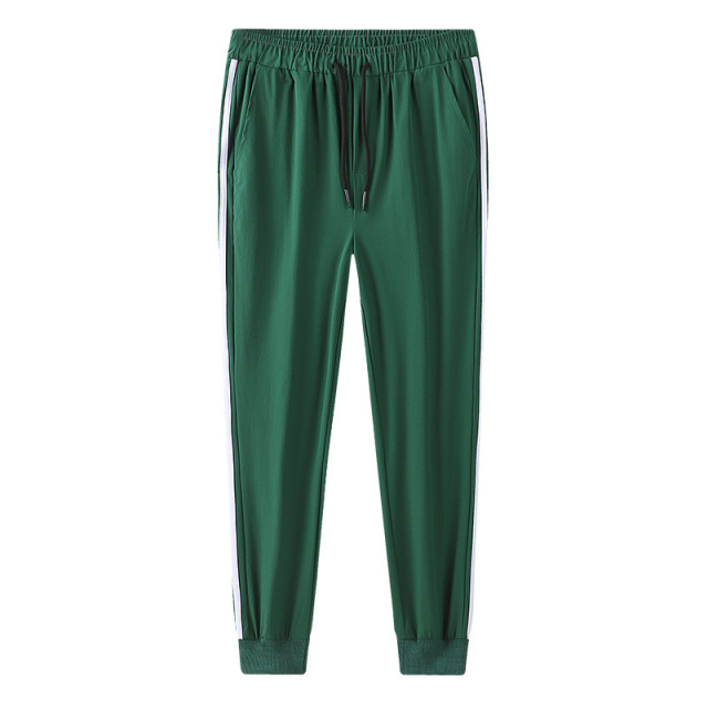 Summer casual sports pants men's and women's loose light and thin elastic nine points ice silk quick-drying pants