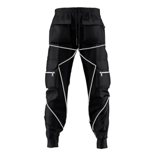 Summer Men's Causal Style Oversized Sport Trousers Relective Piping Cool Style Fashion Gym Trousers for Men