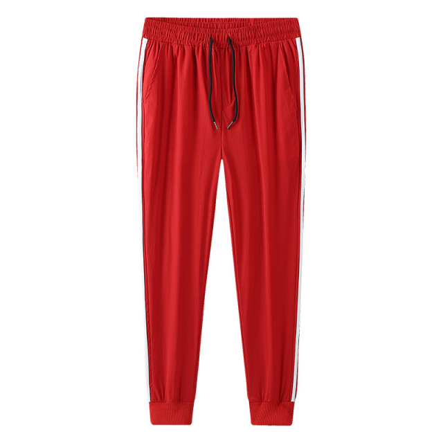 Summer casual sports pants men's and women's loose light and thin elastic nine points ice silk quick-drying pants
