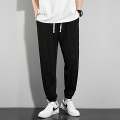 Ice Silk Casual Pants Men's Popular Three-dimensional Striped Summer Quick-Drying Sports Pants