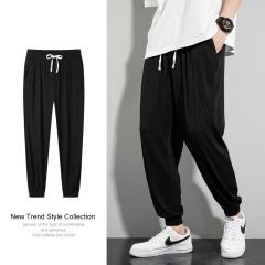 Ice Silk Casual Pants Men's Popular Three-dimensional Striped Summer Quick-Drying Sports Pants