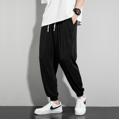 Ice Silk Casual Pants Men's Popular Three-dimensional Striped Summer Quick-Drying Sports Pants