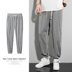 Ice Silk Casual Pants Men's Popular Three-dimensional Striped Summer Quick-Drying Sports Pants
