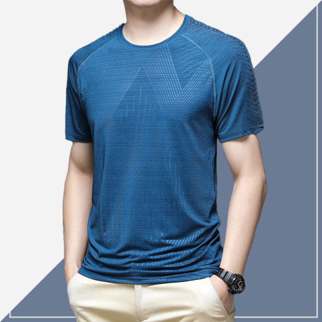 Men'S Quick-Drying Sports Short-Sleeved Round Neck T-Shirt Ice Silk Shirt Summer T-Shirt
