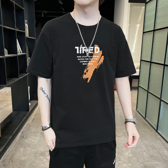 Men'S Summer Trendy Tops And Bottoming Shirts Plus Size Cotton T-Shirt