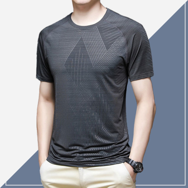 Men'S Quick-Drying Sports Short-Sleeved Round Neck T-Shirt Ice Silk Shirt Summer T-Shirt