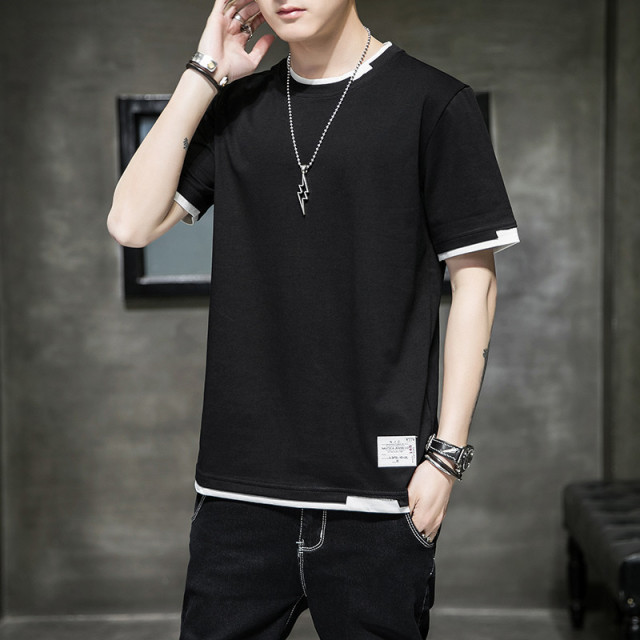 Summer Cotton Men'S Loose Trendy Short-Sleeved T-Shirt