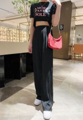 Water Ripple Wide-Leg Pants Women'S New Casual Loose Korean Version High-Waisted Straight-Leg Drapey Mopping Pants