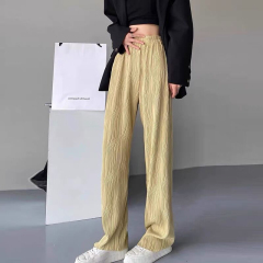 Water Ripple Wide-Leg Pants Women'S New Casual Loose Korean Version High-Waisted Straight-Leg Drapey Mopping Pants