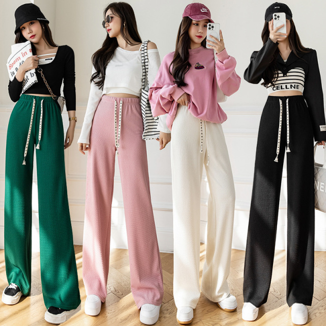 Spring And Summer High-Waisted Thin And Sagging Loose Straight-Leg Mopping Pants Casual Wide-Leg Women'S Pants